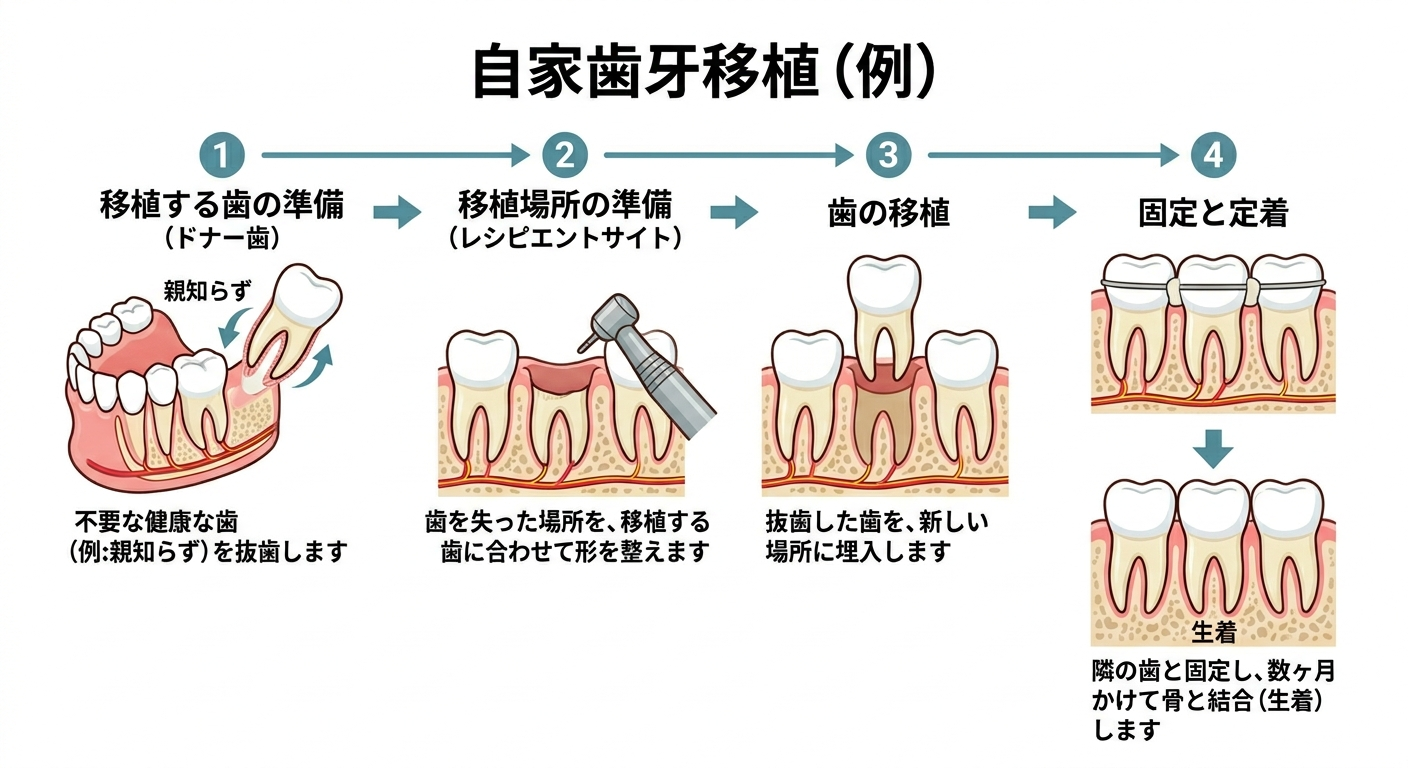 歯の移植の治療の流れ